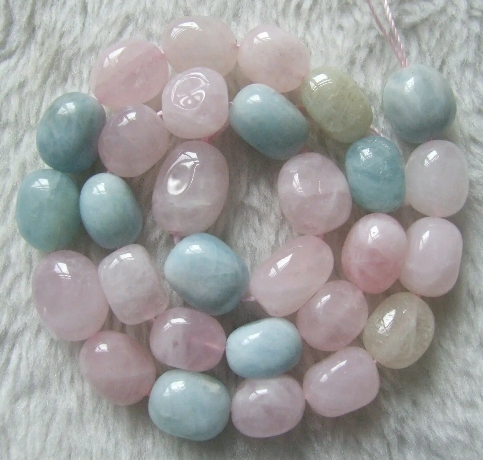 

8x12mm Natural Rose Quartz And Aquamarine Freeform Loose Beads 15.5Inch