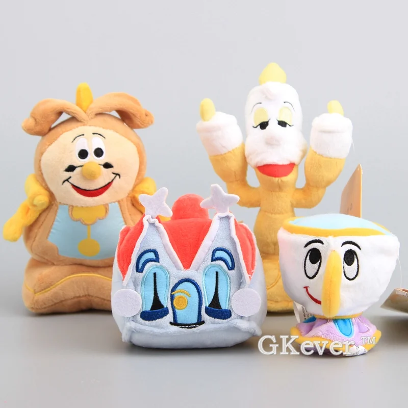 4 стиля плюшевая игрушка Красавица и чудовище Lumiere Chip Cogsworth часы домик мягкие