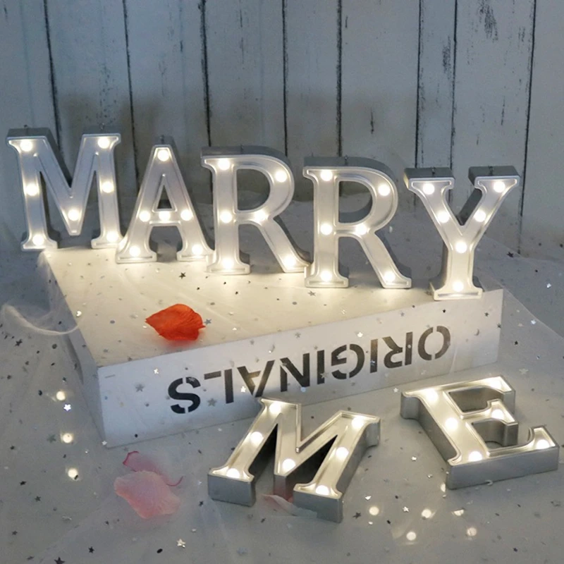 HAPPY PARTY MAERRY ME 26 Алфавит ночник романтическая буквенная Лампа Теплая Белая