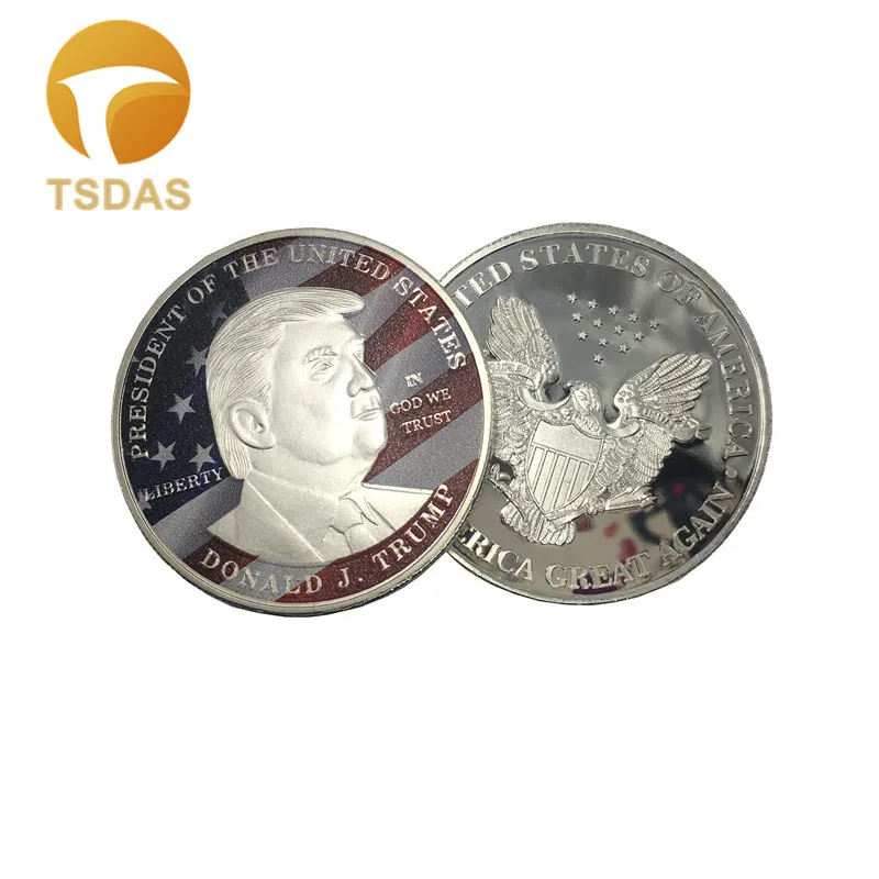 Donald Trump 45Th US President Commemorative Challenge Coin Silver Plated 3D Metal as Business Gift 1pc Free Shipping | Дом и сад