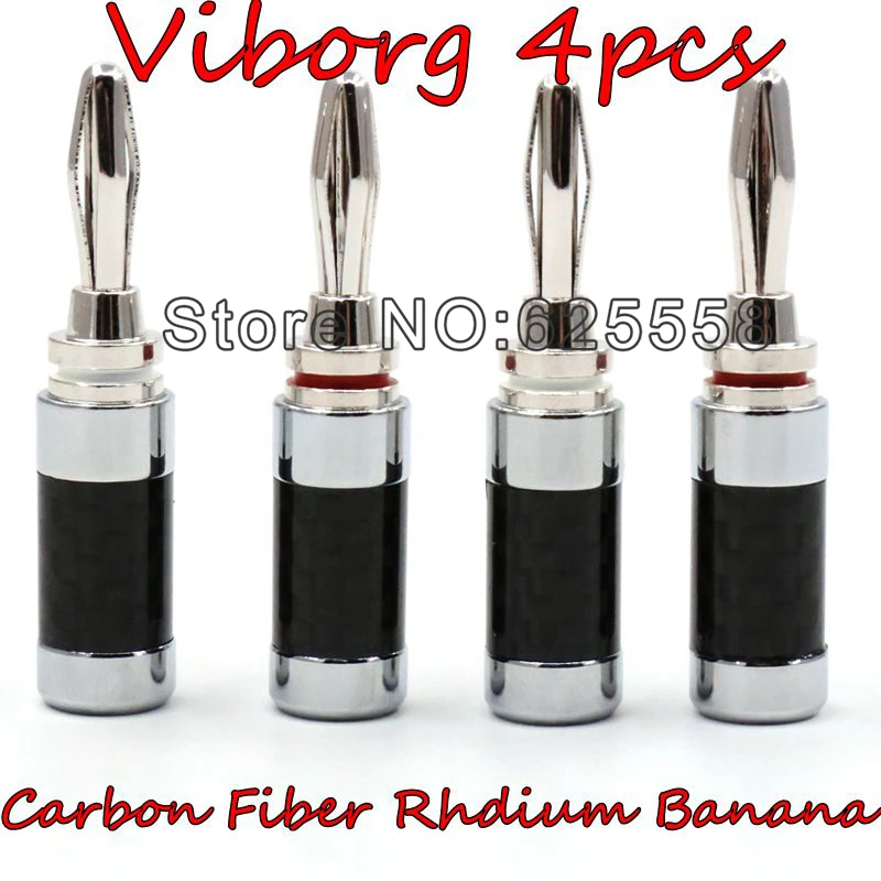 4PCS Carbon Fiber Series Rhdium Plated Banana connector for DIY HiFi speaker cable