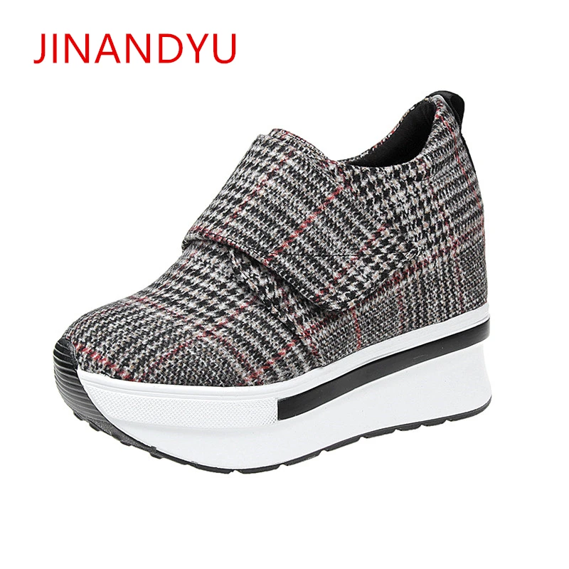 

Hidden Heel 10CM Platform Sneaker Gingham Women Casual Shoes Sneakers Platforma Hot Sale Fashion Sneaker Woman Shallow Loafers