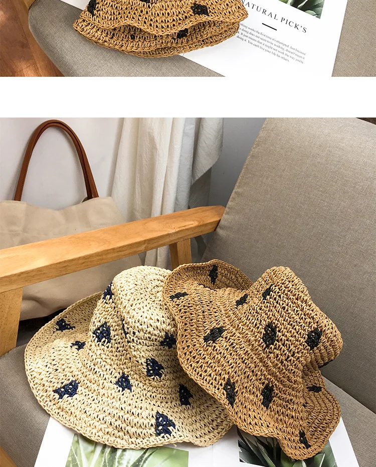 Женская новая летняя пляжная шляпа с широкими большими полями, складная летняя шляпа, Женская свежая Солнцезащитная шляпа для отдыха, милые Солнцезащитные кепки