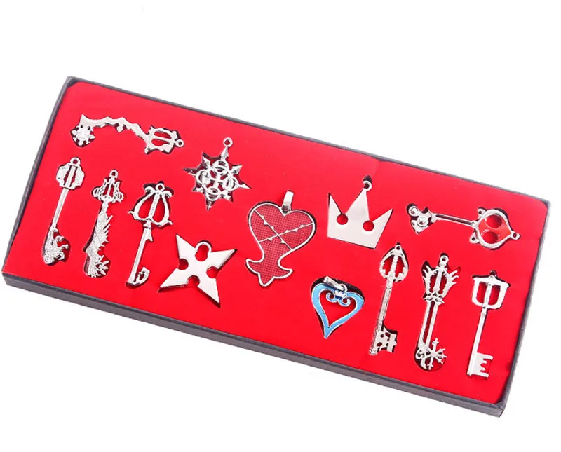 2019 New Kingdom Hearts Key Blade Necklace Pendant Keyblade Keychain Weapons Toys Set Cosplay Gift for Children Kids 13pcsset (5)