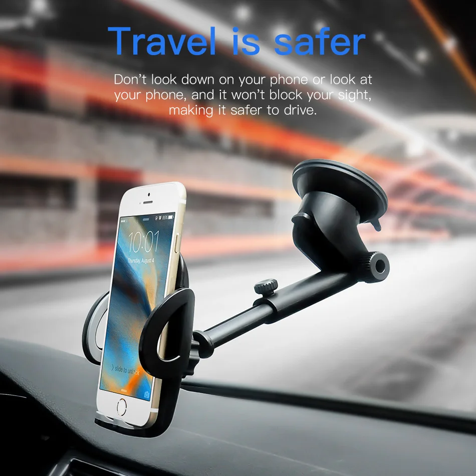 !ACCEZZ Adjustable Car Phone Holder Support Bracket Universal 4.0-6.0 inch Phone 360 Degree Rotating Glass Center Control Stand (8)