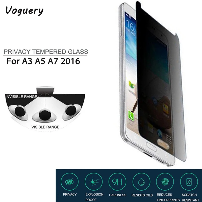 Voguery Анти-Шпион конфиденциальности Экран протектор для Samsung Galaxy A3 A5 A7 2016