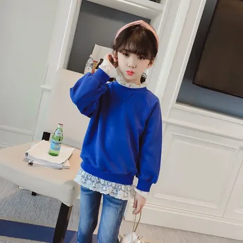 

Girls Lace Long Floral Sleeve Blouse Ruffle Blouse Tops Autumn Winter Spring Lace Kids Hoodie Tops H90