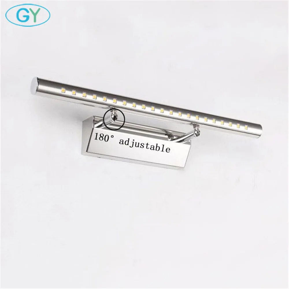 الفولاذ المقاوم للصدأ الحديث LED الجبهة مرآة ضوء الحمام ماكياج جدار مصابيح led الغرور المرحاض الحائط الشمعدانات تركيبة إضاءة