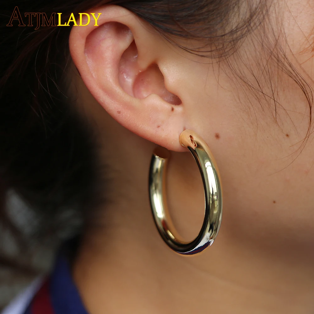 Новые Серьги Brincos большой серебряный цвет полированные Простые Модные ювелирные изделия круглые блестящие женские серьги-гвоздики