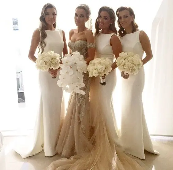long ivory bridesmaid dress