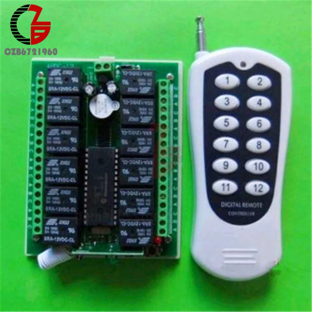 12 V 12CH Canaux Télécommande Sans Fil Relais radio Interrupteur émetteur-Récepteur Récepteur