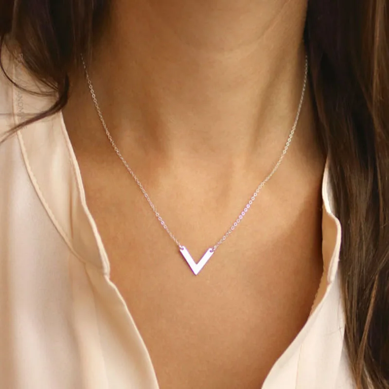 

Tucai 2018 Summer short V Necklace Gold Point Necklace Triangle Necklace, Angled Bar Necklace LXL1500