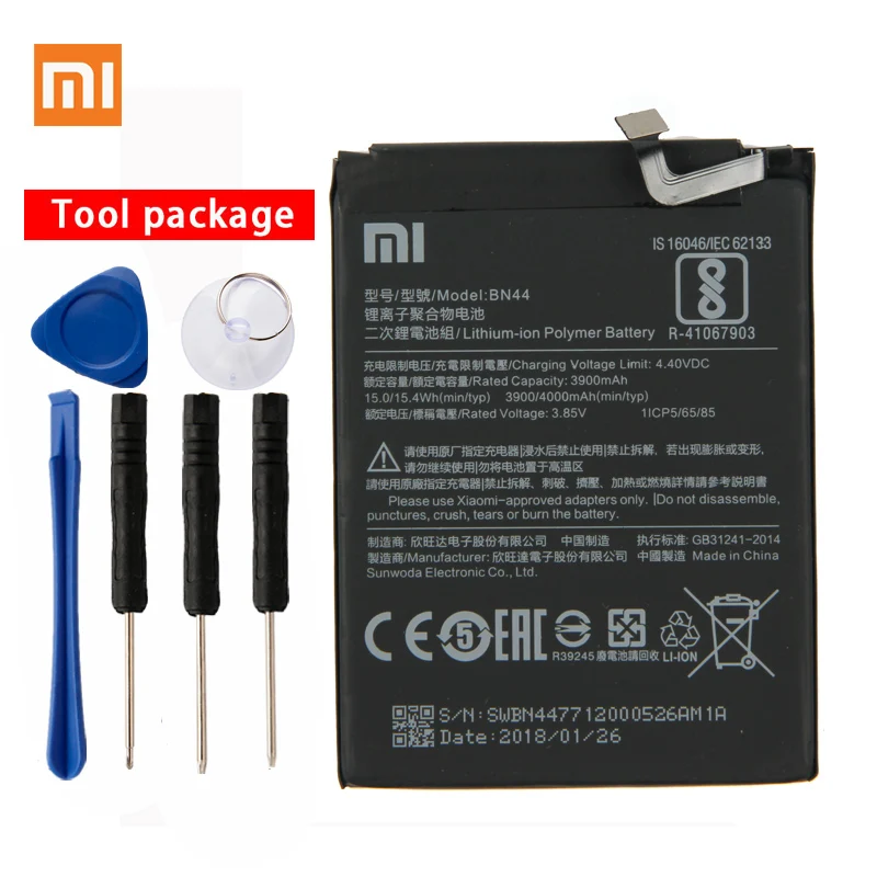 

Original Xiaomi BN44 High Capacity Phone Battery For Xiaomi Mi Redmi 5 plus 5.99" 4000mAh