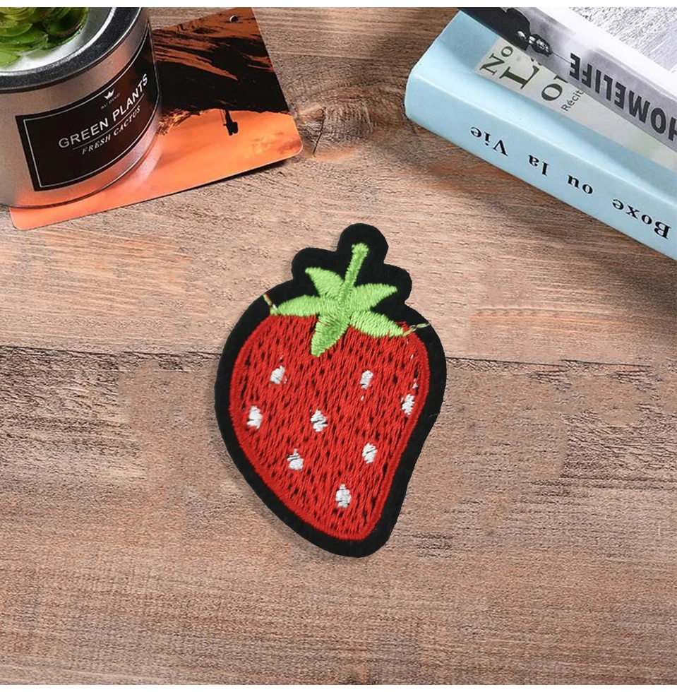Iron Patches For Clothing Kids Pineapple Cactus Cherry Strawberry Cake Smiley Flower Embroidered Patches For Clothes Applique (10)