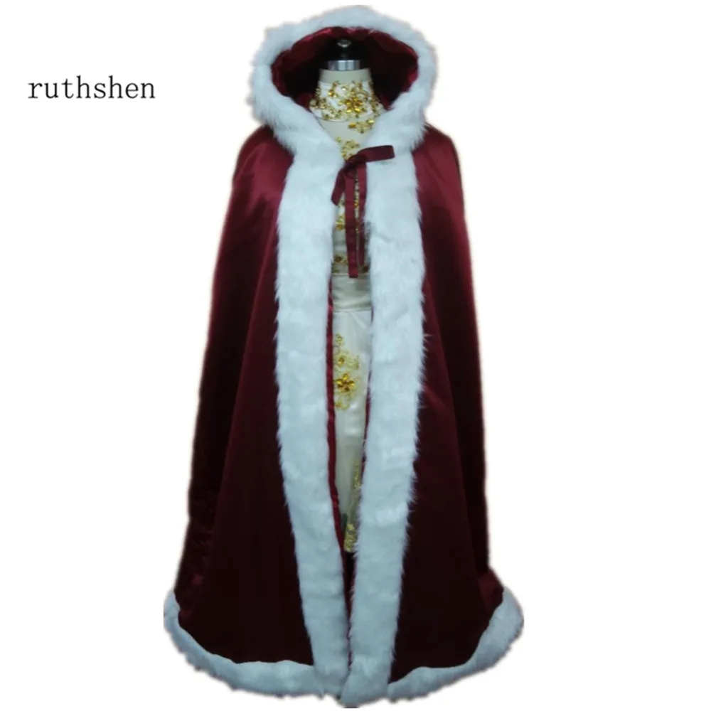 

Bridal Cape Ivory Stunning Wedding Cloaks Hooded with Faux Fur Trim Ankle Length Red White Perfect For Winter Long Wraps DS0989