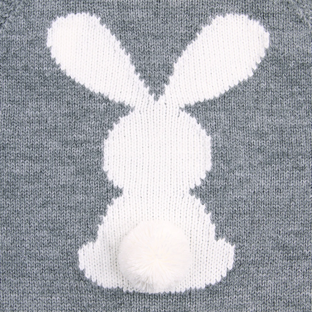 Cute Newborn Baby Boy Girls Bunny Knitting Wool Pom Pom Romper Jumpsuit Outfits Set Sleeveless baby boy girls clothes