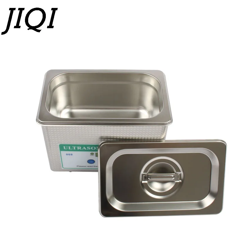 Günstige JIQI Ultraschall Reiniger Edelstahl Waschen Bad Maschine Brille Schmuck Uhr Prothese Mini Ultraschall Welle Reinigung Tank EU