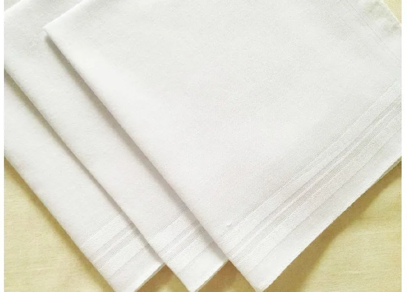 Free Shipping 10pcs/lot 100% Cotton Solid White Men Handkerchief Export item 40cm*40cm Square Hankies Plain White Handkerchiefs