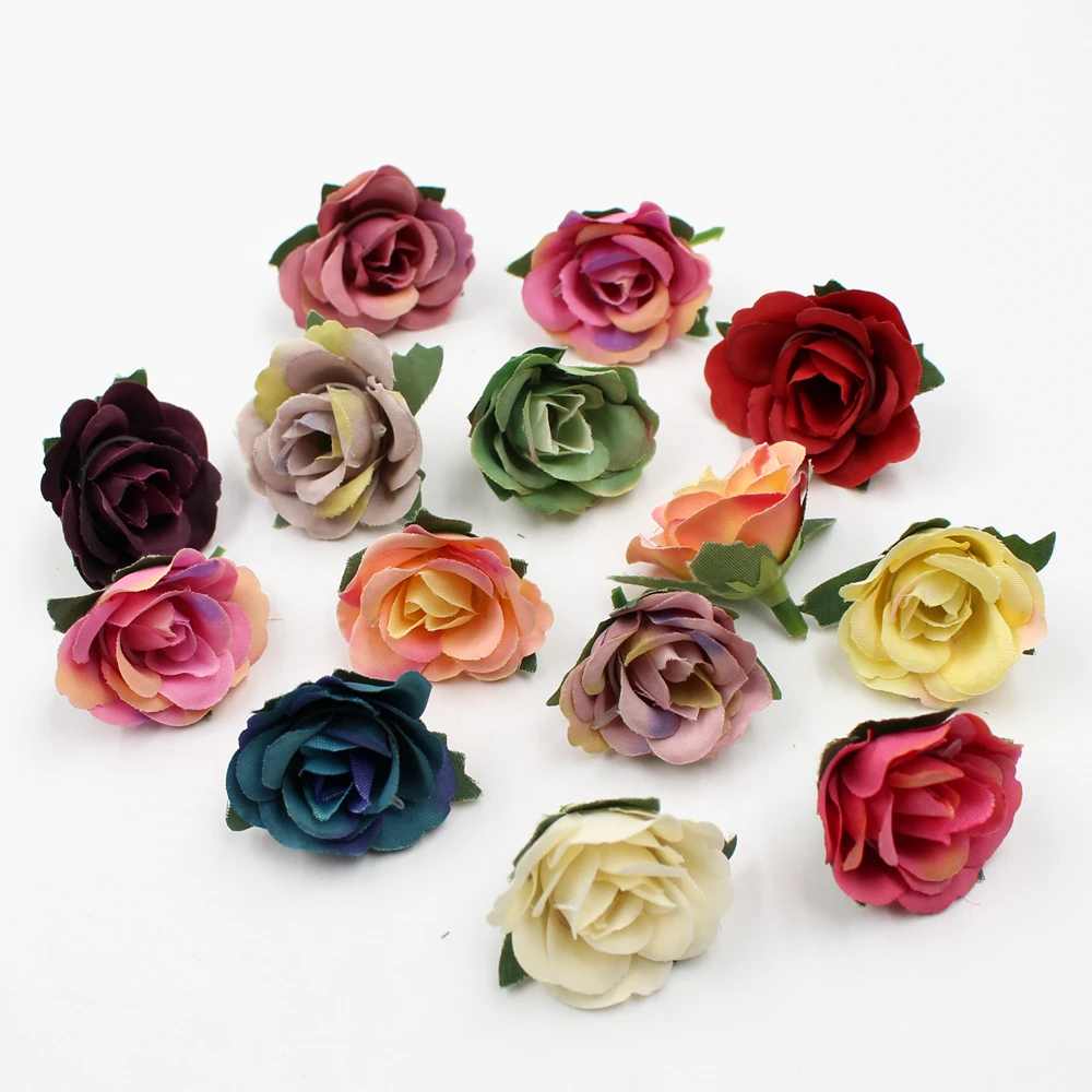 20 шт./лот, 3,5 см, мини шелковые искусственные цветы с розами, свадебные украшения для дома, гирлянды "сделай сам", скрапбук, цветы для рукоделия