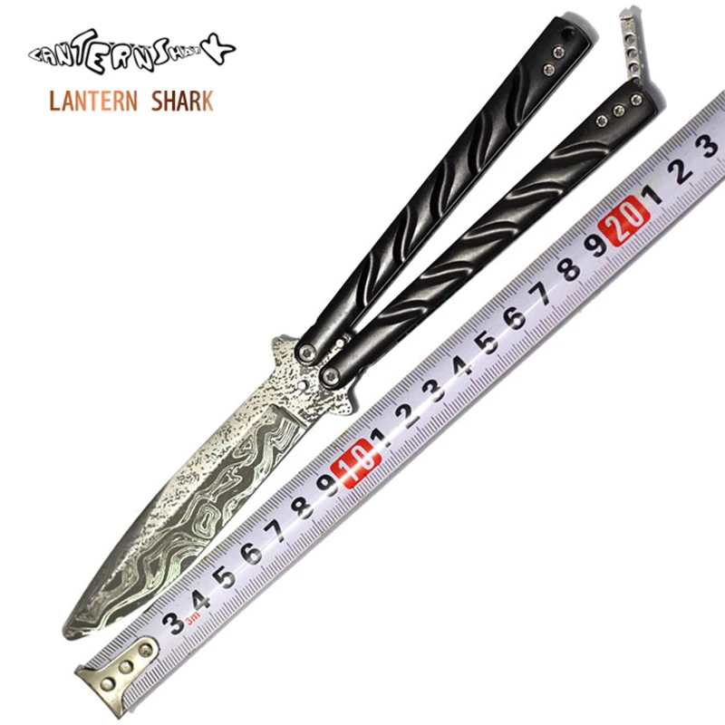 

Butterfly In Knife Not Sharp Training Practice Folding Knife Butterfly Titanium Coated Stainless Steel Balisong Pocket Knives