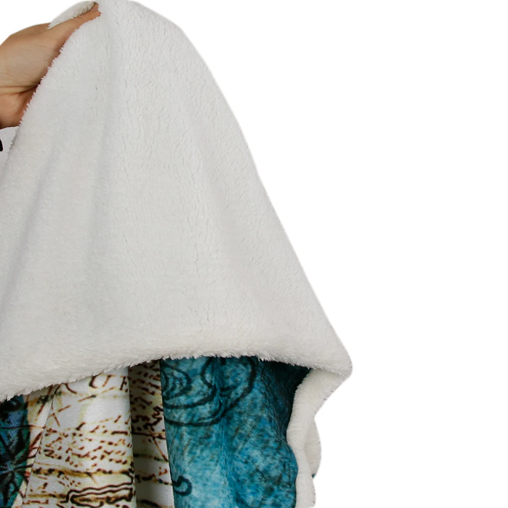 Kaufen Miracille Anpassen Decke Mit Kapuze 3D Gedruckt Plüsch für Erwachsene Kid Warm Tragbare Fleece Persönlichkeit Nach Werfen Decken