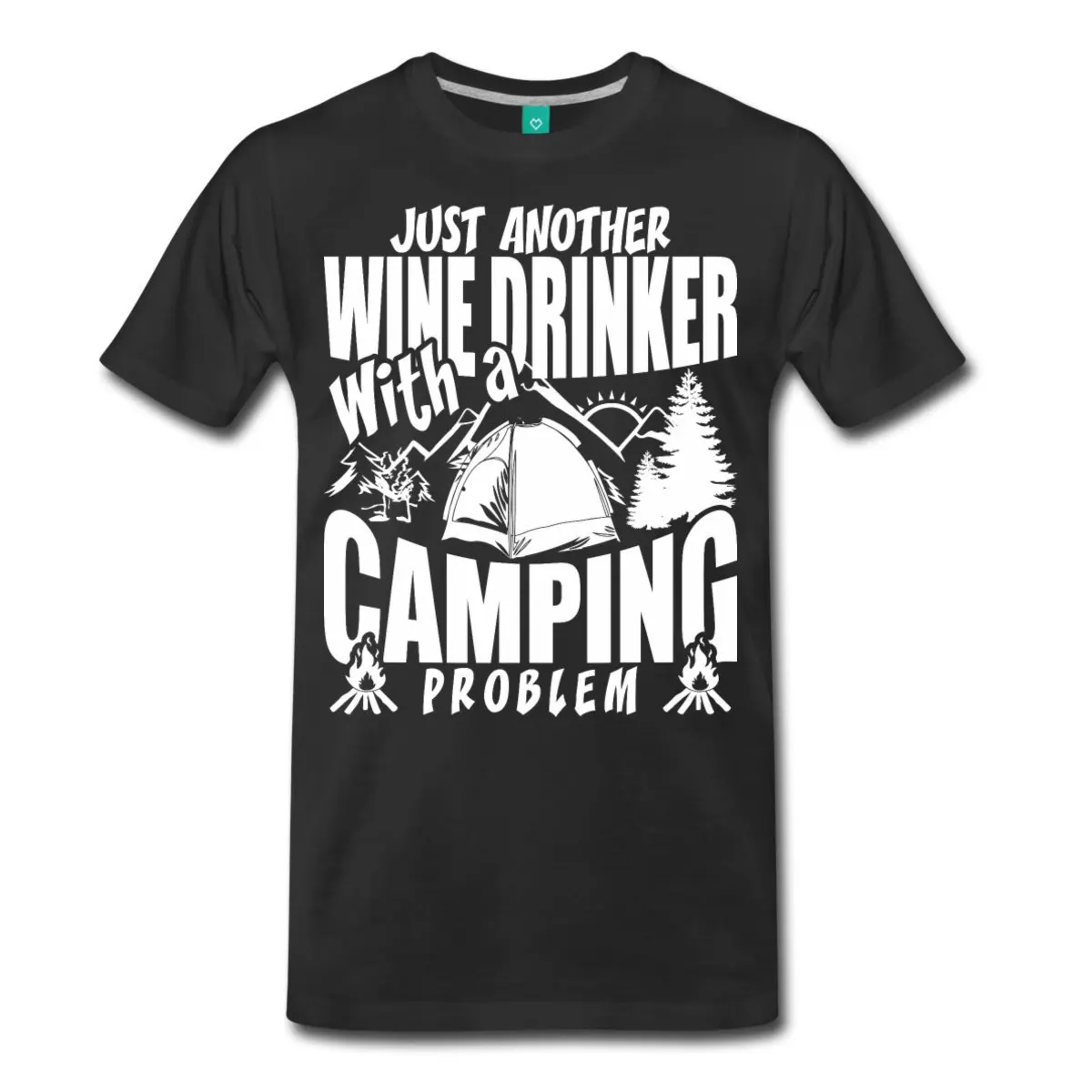Пьющего вино с Campinger проблема Для мужчин футболка Летняя хлопковая Футболка
