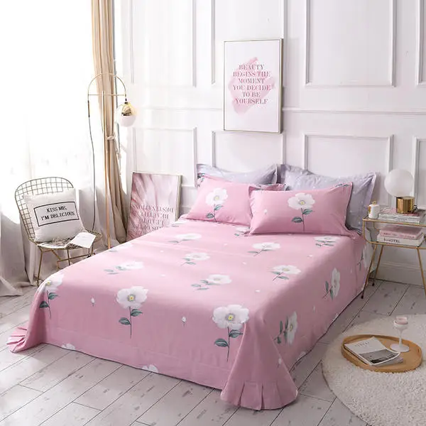 

3 Pcs 100% Cotton Bed Sheet Set King Full Queen Twin Size Bed Sheet + 2 pcs pillowcase Flat Sheet Sabanas Free Shipping