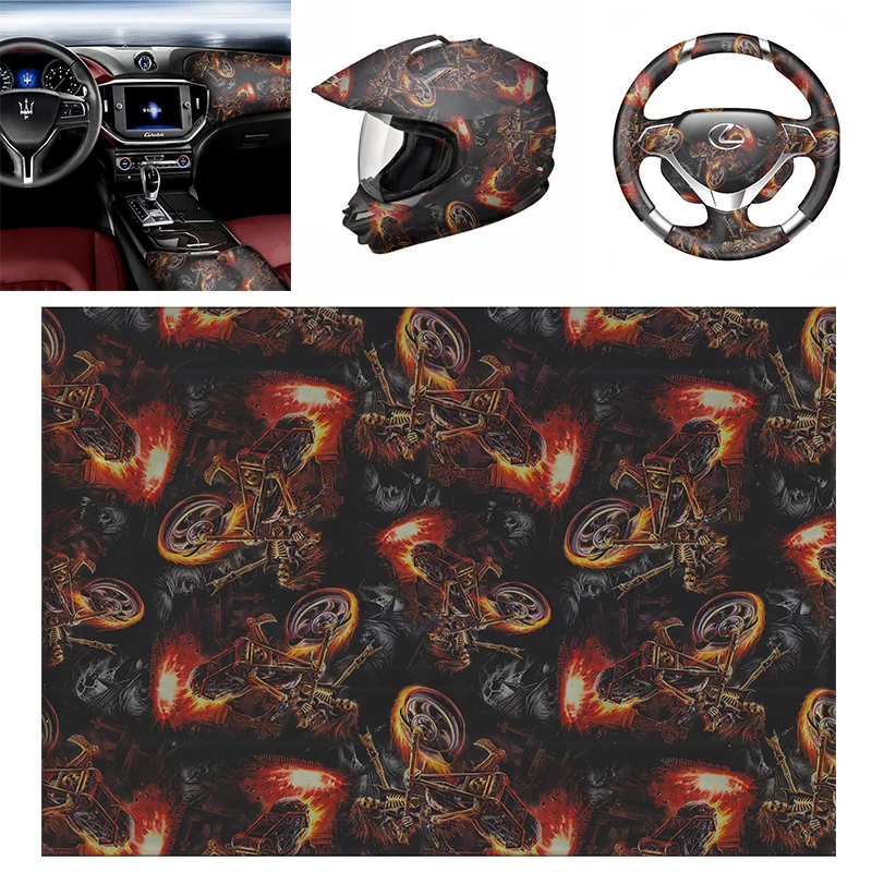 1pc x Ghost Motorcycle Hydrographic Film Water Transfer Printing Film Hydro Dip PVA