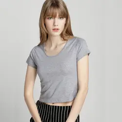 Новый Для женщин Однотонная одежда свободные мягкие ультра тонкий футболки короткий рукав Повседневное рубашки с круглым вырезом Топ