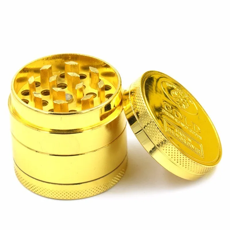 1Pc Practial 4 Layers Gold Zinc Alloy Metal Herb Grinder Spice Grinder