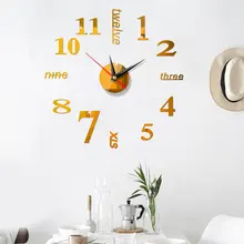 Современный дизайн акриловые часы модные часы зеркальные наклейки DIY Декор для гостиной 3D большие настенные часы