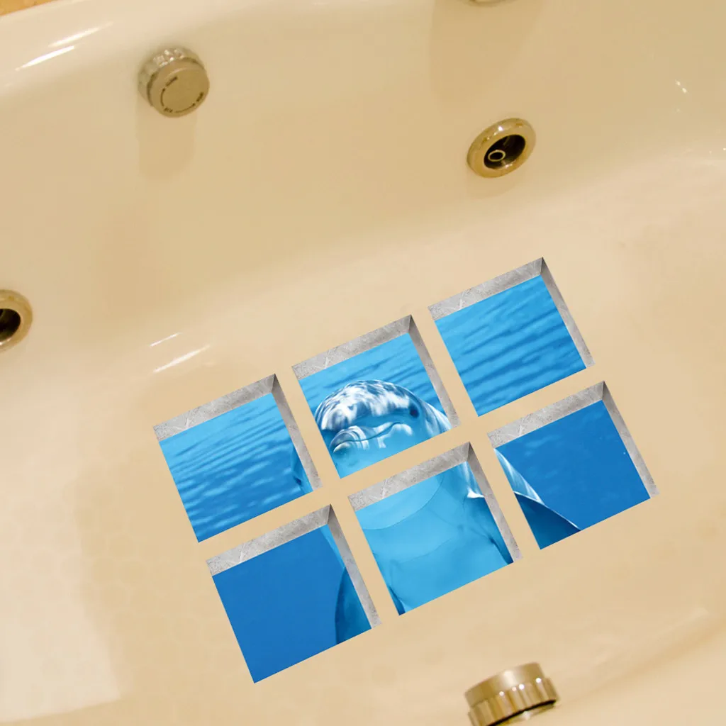 6 шт. ПВХ 3D наклейки для ванной, противоскользящие наклейки для ванной комнаты, детский коврик для ванной, самоклеющиеся водонепроницаемые наклейки для ванной