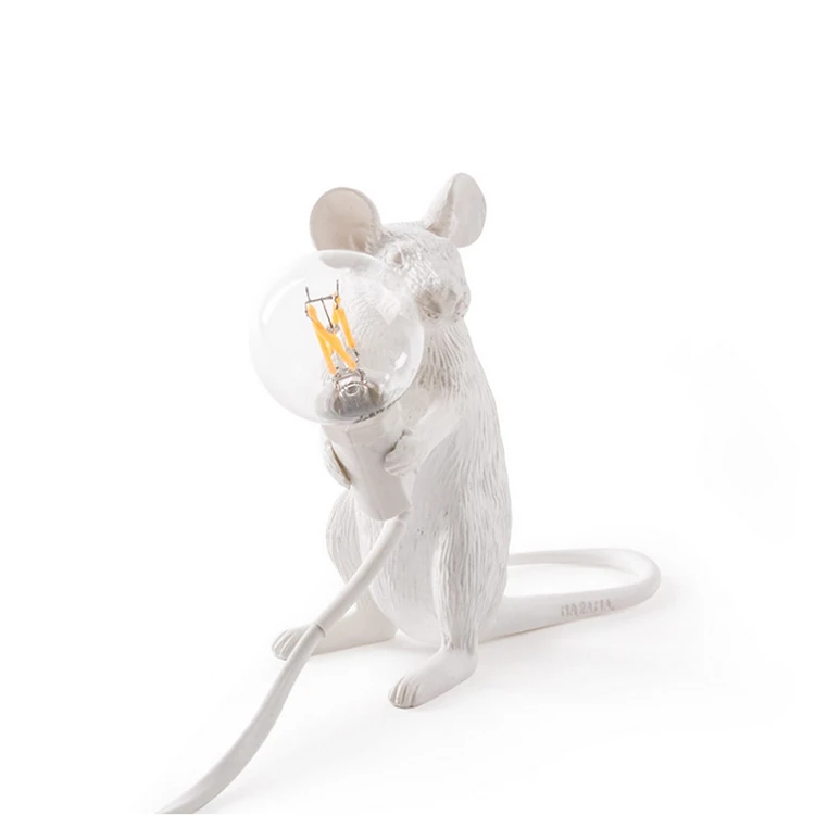 Мышь светодиодный E12 черно-белые животные Крыса Мышь настольные лампы огни смолы ночные огни животные Искусство Золотой стол с мышкой лампы