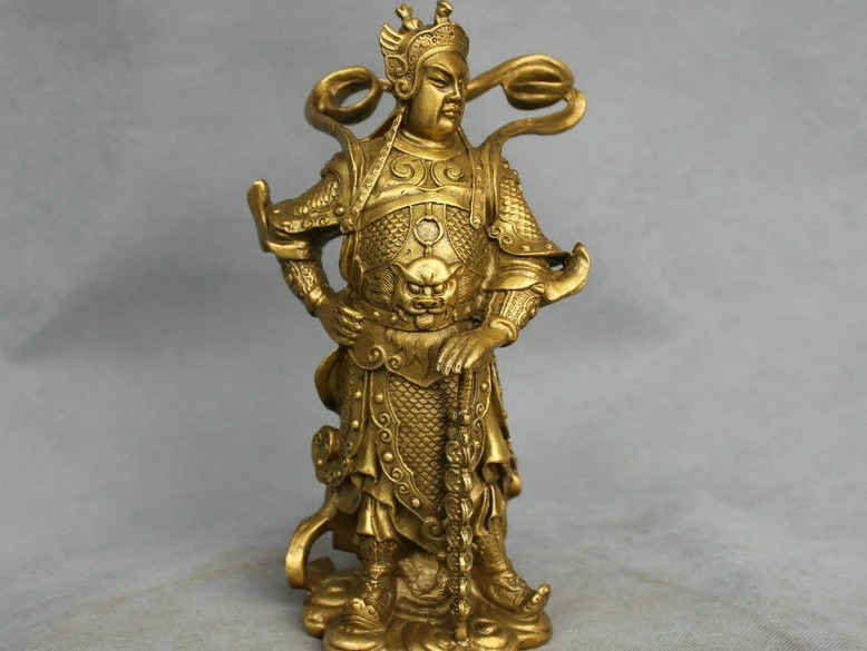 

10'' China Bronze Warrior Door Guardian Protector General Qin Qiong Brass Statue