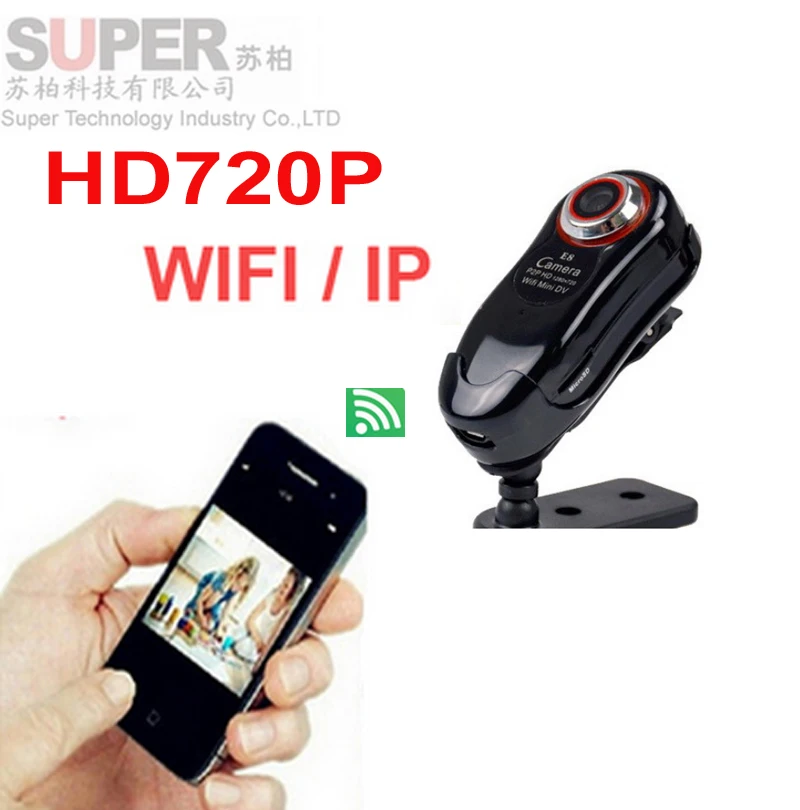E8 720P HD mini camera WIFI CAM Wireless IP Camera Micro SD Memory Card cctv wifi camera monitor camera motion detection alarm