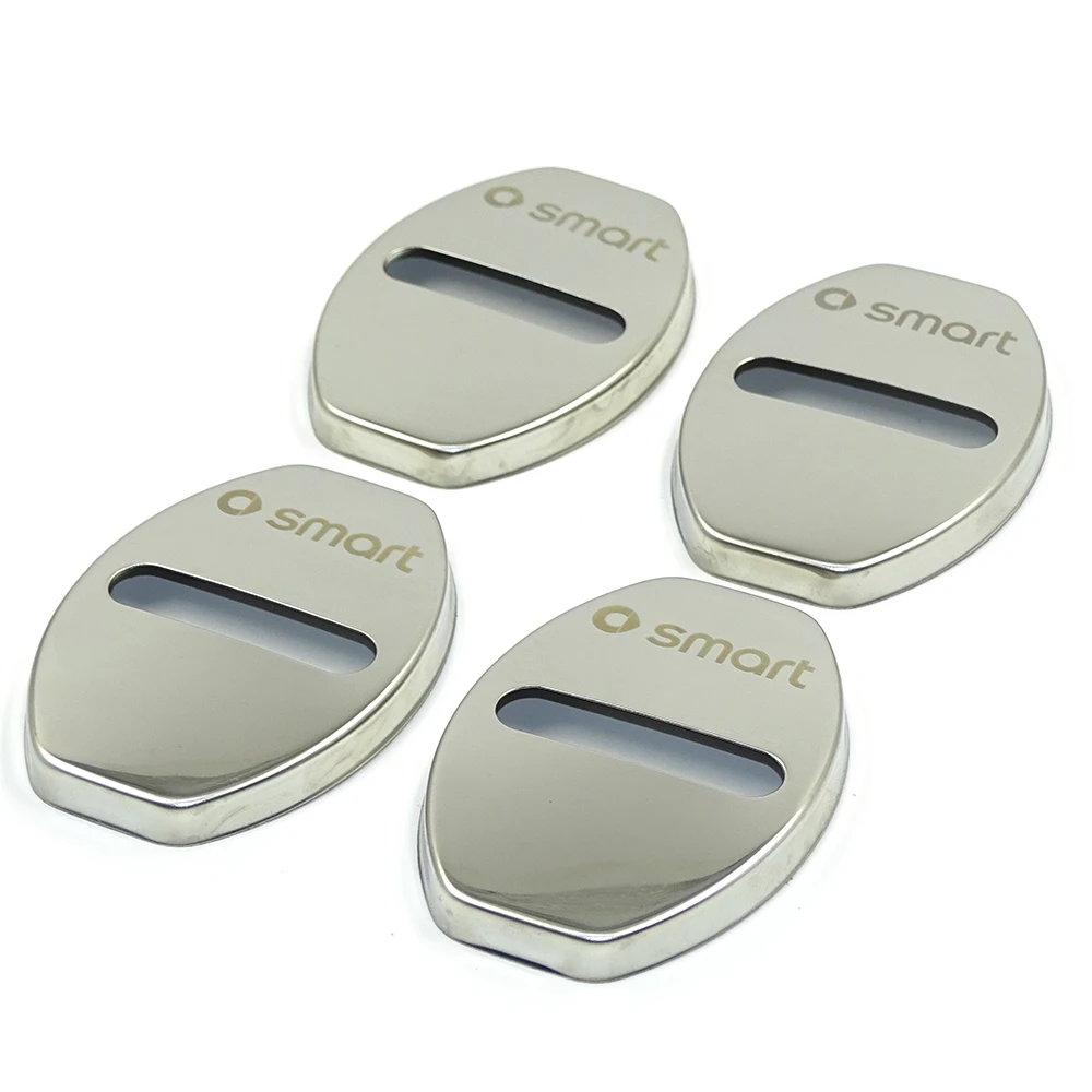 FORFOUR 4pcs silver Крышка замка двери из нержавеющей стали для 08-14 Smart 451 fortwo forfour декоративная Защита от ржавчины аксессуары для модификации автомобиля - Название цвета: FORFOUR 4pcs silver
