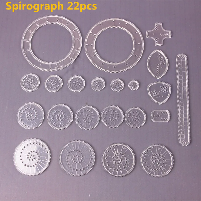22pcs Spirograph Drawing toys set Interlocking Gears & Wheels Drawing