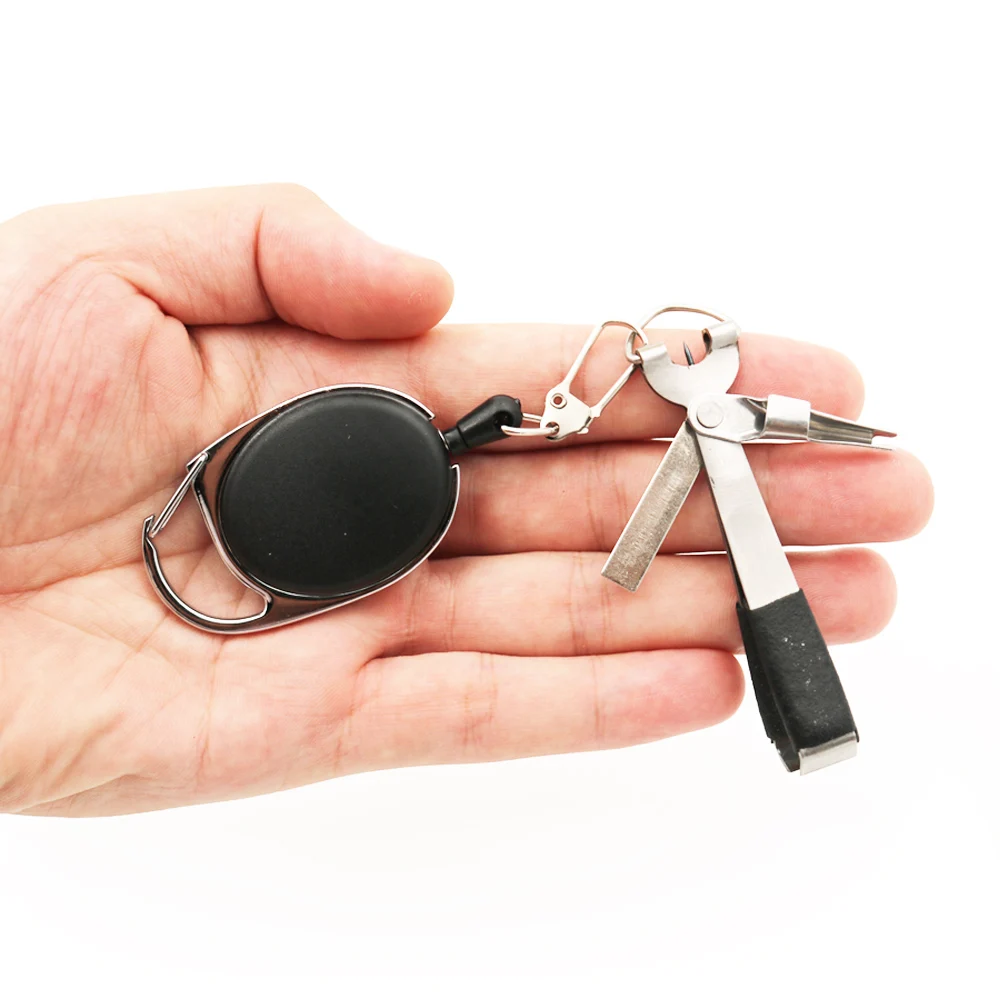 

Fly Fishing Tackle 4 in 1 Knot Tyer Tool Tie Fast Combo Fish Lines Clipper Zinger Retractor Scissors Hook Sharpener