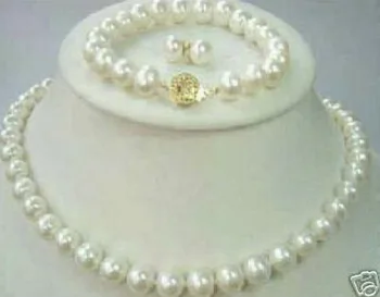 

Fast shipping +9-10MM salt water Pearl necklace earring bracelet set (A0516)