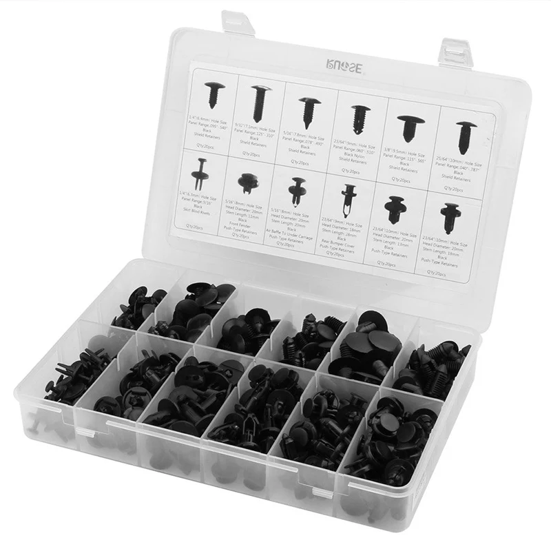 

240pcs/Set Universal Plastic Car Auto Body Push Type Retainer Pin Rivet Trim Clip Panel Moulding Assortment for Toyota Honda