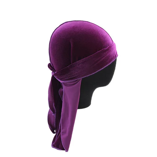 Унисекс для мужчин Durag женщин дышащие банданы шляпа бархат Durags Do Doo бандана длинный хвост Headwrap Кепка chemo аксессуары для волос - Цвет: 1