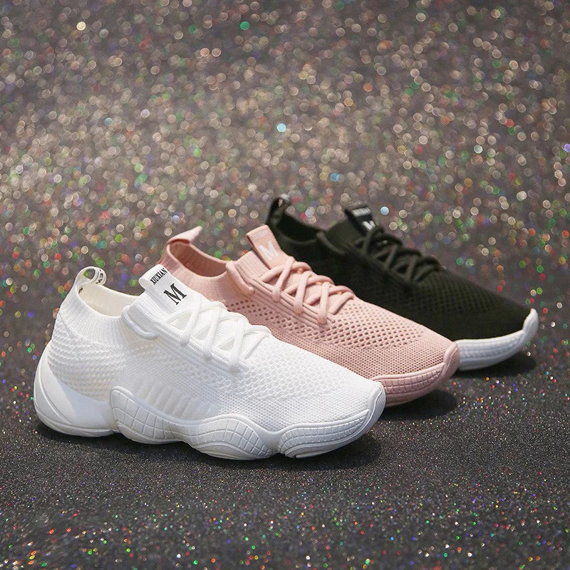

Women Casual Shoes 2018 Winter Mesh Female Shoes Flats Platform White Fashion Breathable Women Sneakers Trainers Boost QQ-96