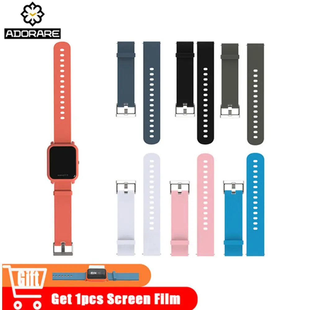 

ADORARE 20mm Sport Silicone Wrist Strap for Xiaomi Huami Amazfit Bip BIT PACE Lite Youth Smart Watch Replacement Band Smartwatch
