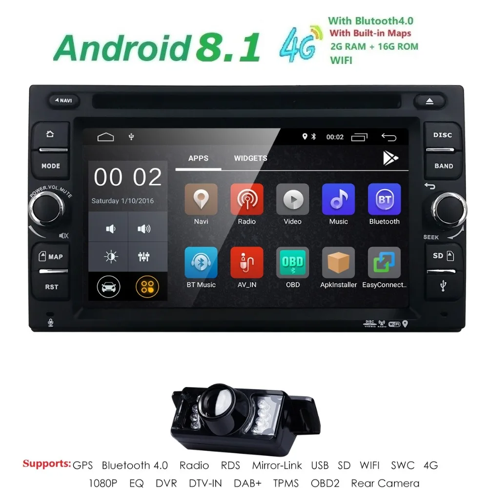 

2G RAM Android 9.0 Auto Radio Ouad Core 6.2Inch 2DIN Universal Car DVD player GPS Stereo Audio Head unit Support DAB DVR OBD BT