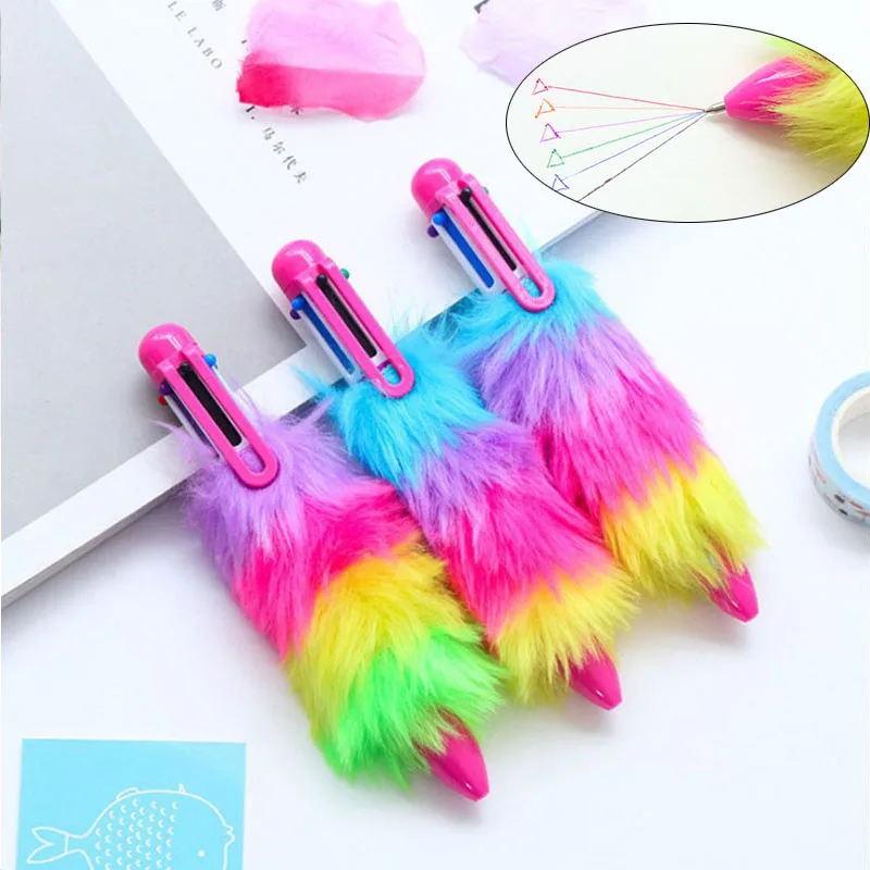 1 шт цветные плюшевые игрушки для детей шесть цветов гелевая ручка мягкие животные мягкая плюшевая ручка школьные принадлежности детский подарок