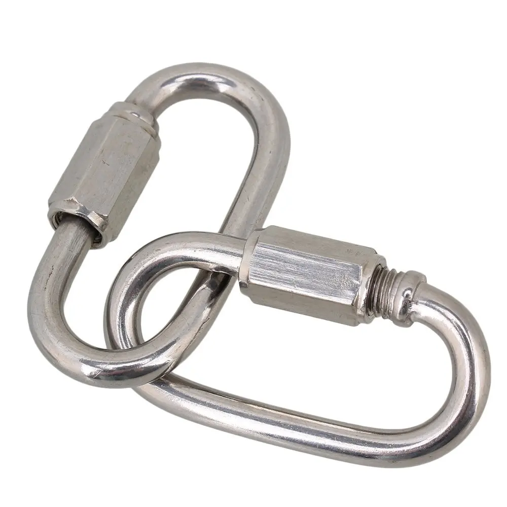 304 Stainless Steel M5 Quick Links Multifunctional Locking Carabiner for Camping, Hiking, Outdoor and Gym etc Pack of 5