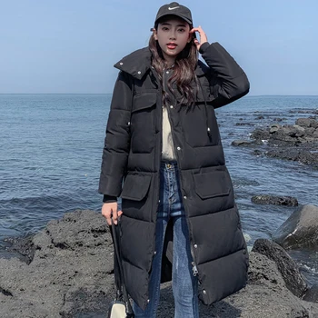 

2019 Korean Style Winter Jacket Women Hooded Warm Thicken Female Long Parka Outwear 5 Colors Womens Coat