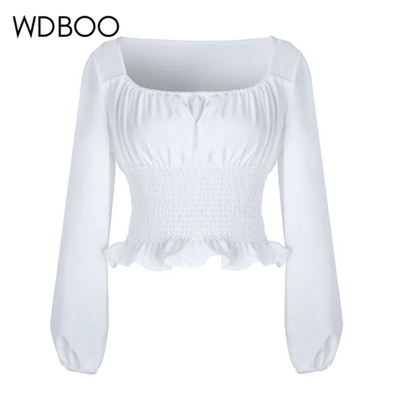 Женская блузка с длинным рукавом WDBOO розовая оранжевая белая черная эластичная