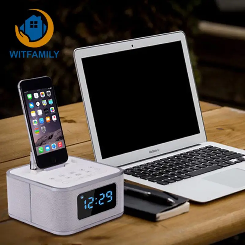 

Bluetooth Speaker Led Alarm Clock With Fm Radio Usb Charging Aux Input Made For Iphone/ipod/ipad
