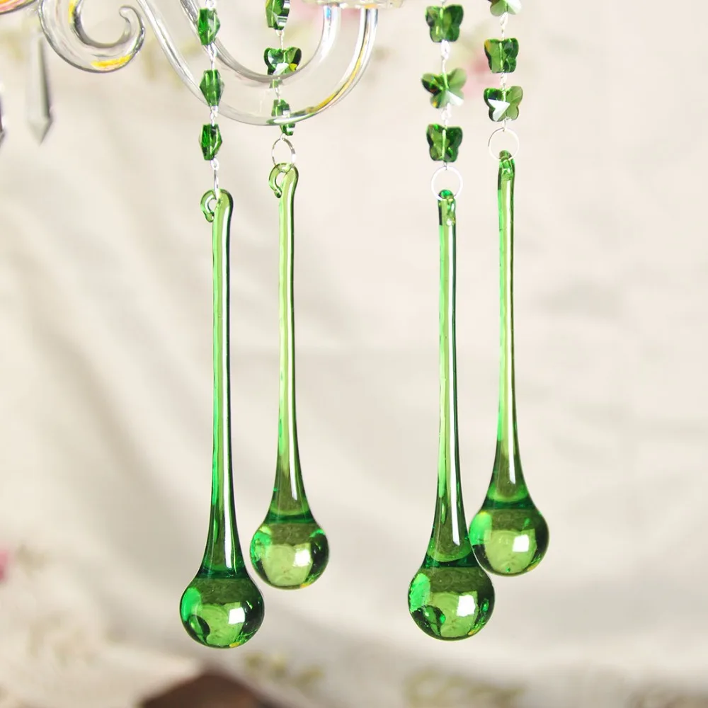 150 мм 10 шт/партия зеленые призмы-кристаллы дизайн капли воды поставки свадебной вечеринки украшение дома люстра части